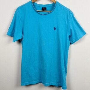 US Polo Assn Mens T-Shirt Medium Blue Cotton Short Sleeve Crew Neck Embroidered